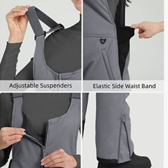 💚📍Women Snow Bibs Essential Insulated Snow Pants Womens Ski Bib Overalls S… - Picture 4 of 5